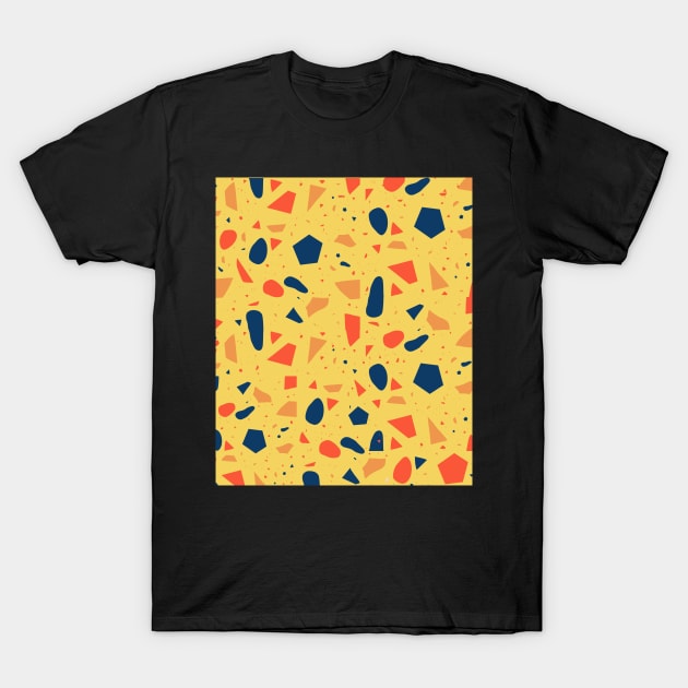 Seamless  Blue and YellowTerrazzo Pattern T-Shirt by zedonee